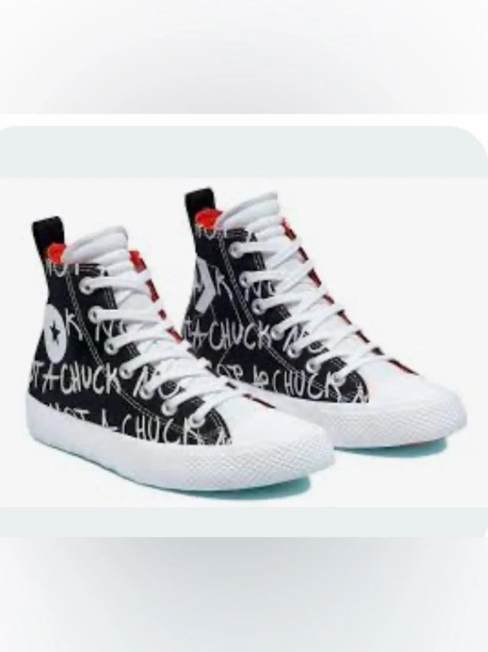 Converse Kids High-Top Sneakers in White, Black & Orange
